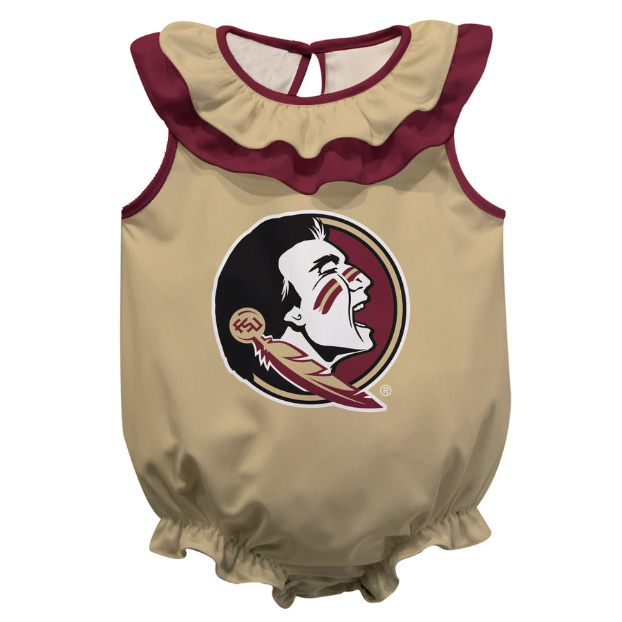 Girls Infant Gold Florida State Seminoles Sleeveless Ruffle Bodysuit