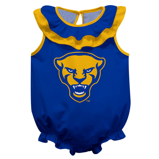 Girls Infant Royal Pitt Panthers Sleeveless Ruffle Bodysuit