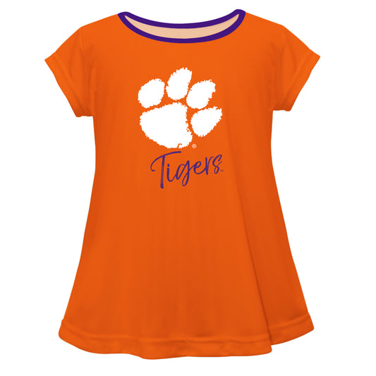 Girls Youth Orange Clemson Tigers A-Line T-Shirt