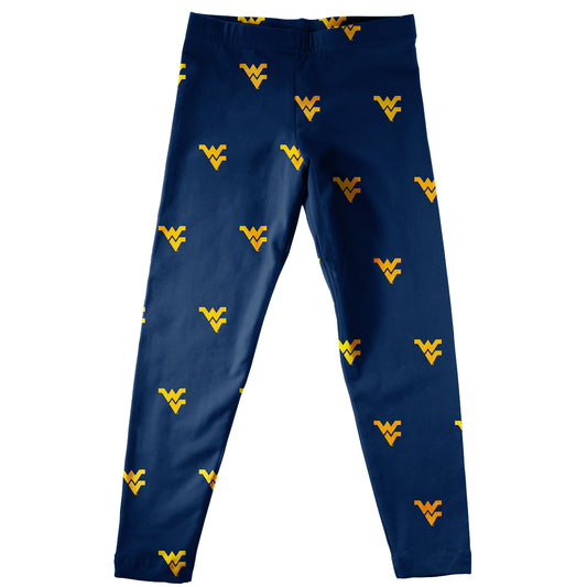 Youth Navy West Virginia Mountaineers All Over Print Leggings