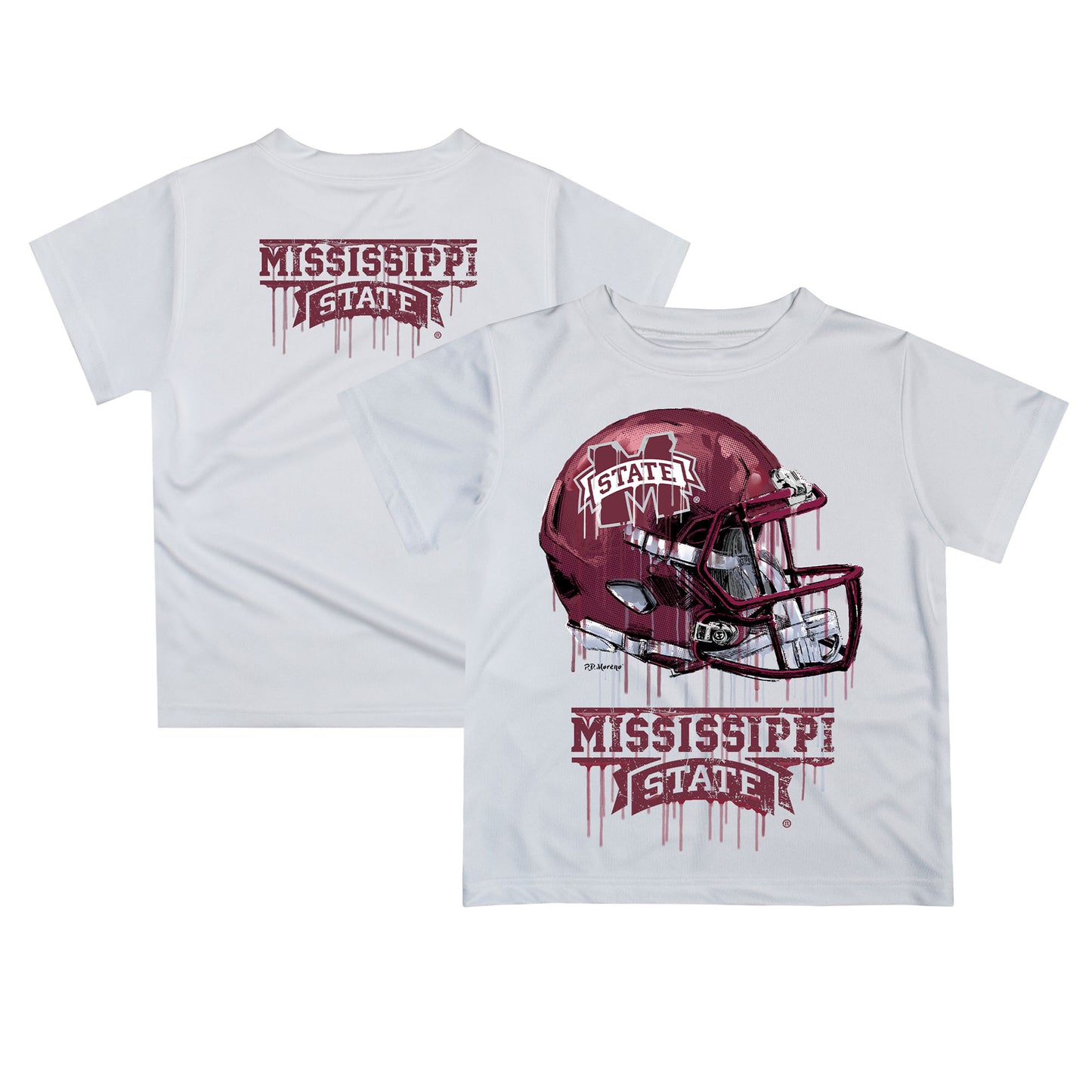 Infant White Mississippi State Bulldogs Dripping Helmet T-Shirt