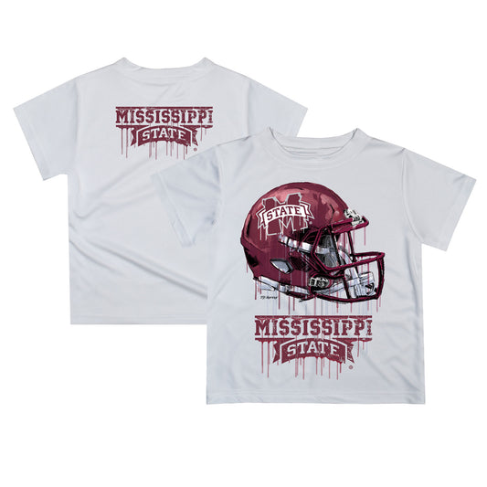 Infant White Mississippi State Bulldogs Dripping Helmet T-Shirt