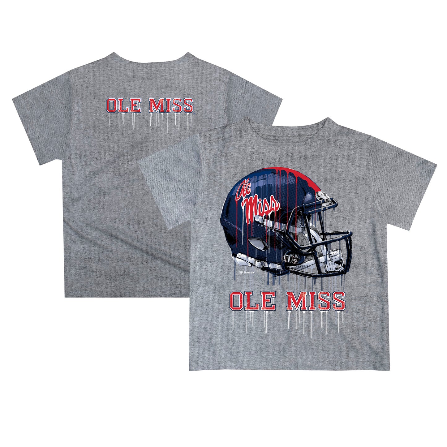 Infant Gray Ole Miss Rebels Dripping Helmet T-Shirt