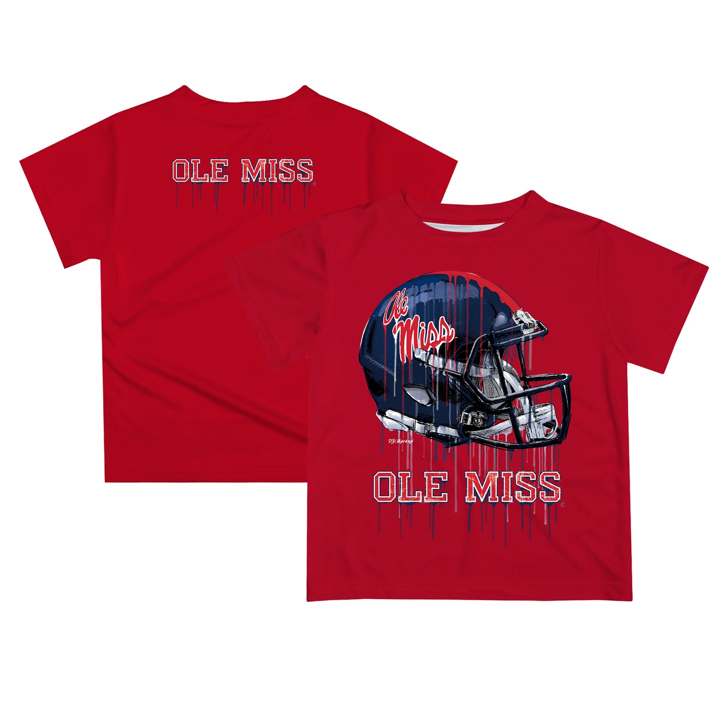 Infant Red Ole Miss Rebels Dripping Helmet T-Shirt