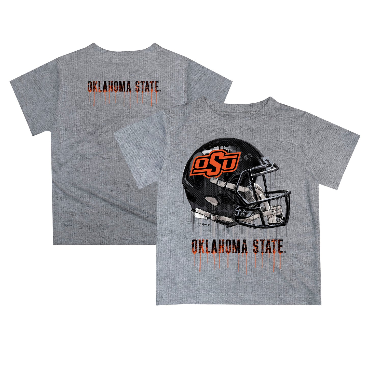 Infant Gray Oklahoma State Cowboys Dripping Helmet T-Shirt