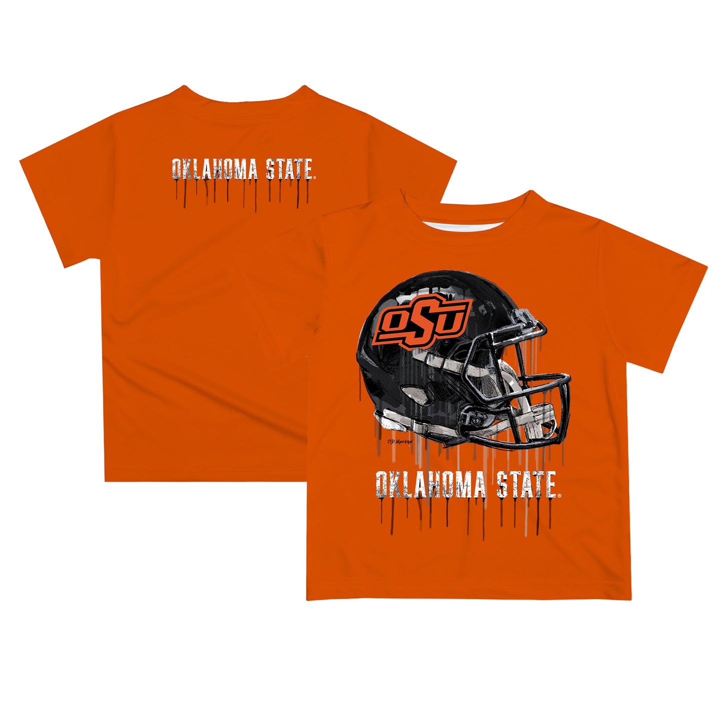 Infant Orange Oklahoma State Cowboys Dripping Helmet T-Shirt