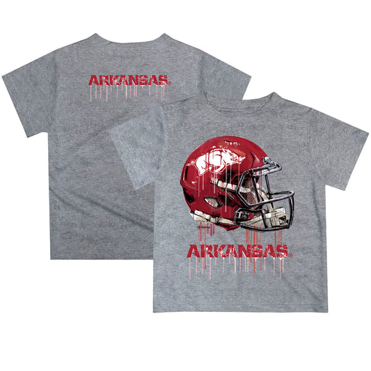 Toddler Gray Arkansas Razorbacks Team Logo Dripping Helmet T-Shirt