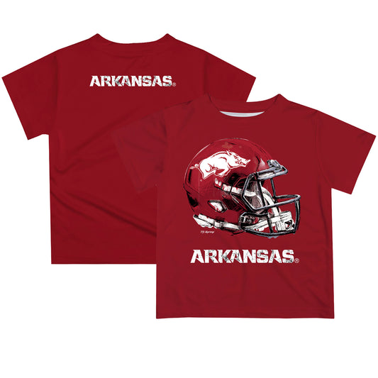 Toddler Cardinal Arkansas Razorbacks Dripping Helmet T-Shirt