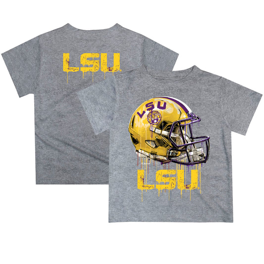 Toddler Gray LSU Tigers Team Logo Dripping Helmet T-Shirt