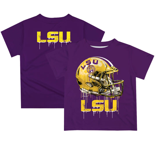 Toddler Purple LSU Tigers Team Logo Dripping Helmet T-Shirt