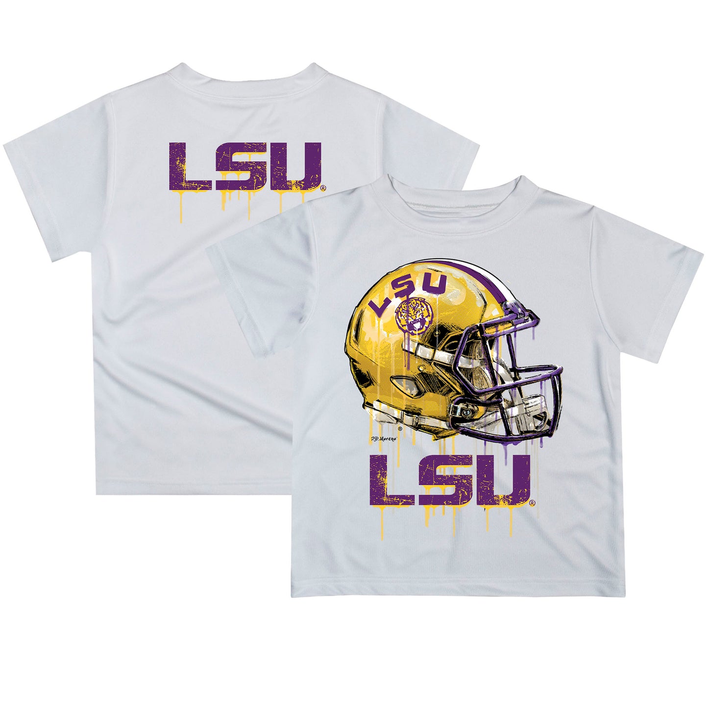 Toddler White LSU Tigers Team Logo Dripping Helmet T-Shirt