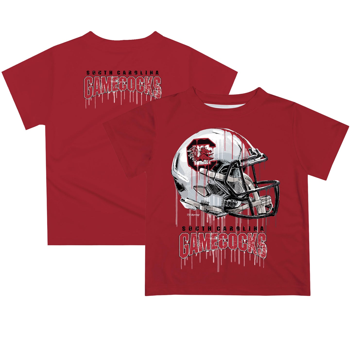 Toddler Garnet South Carolina Gamecocks Dripping Helmet T-Shirt