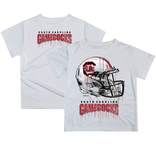 Toddler White South Carolina Gamecocks Team Logo Dripping Helmet T-Shirt