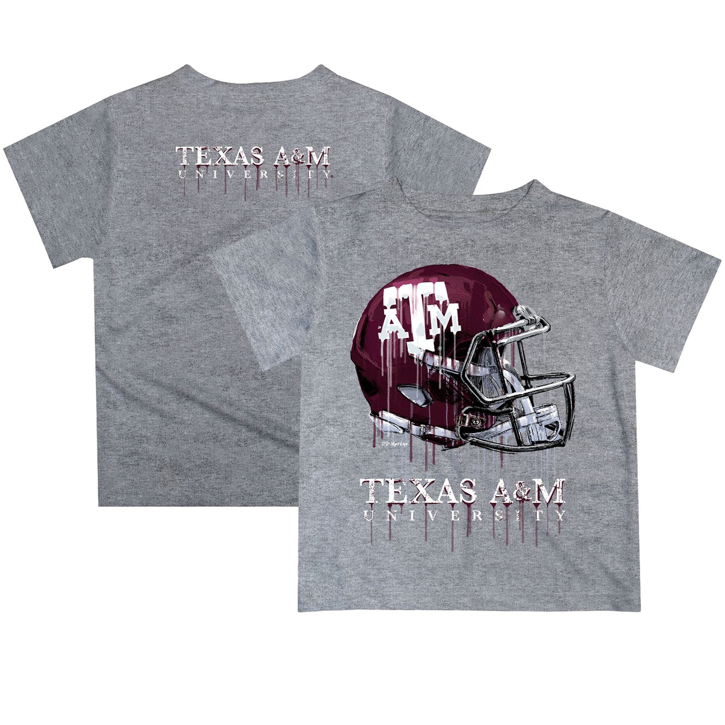 Toddler Gray Texas A&M Aggies Team Logo Dripping Helmet T-Shirt
