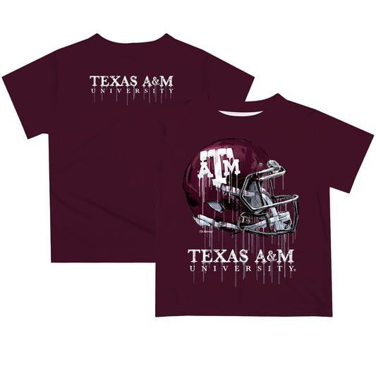 Toddler Maroon Texas A&M Aggies Team Logo Dripping Helmet T-Shirt