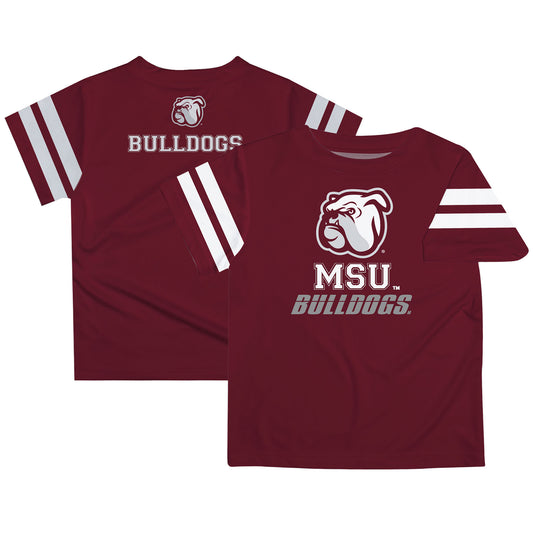 Toddler Maroon Mississippi State Bulldogs Team Logo Stripes T-Shirt