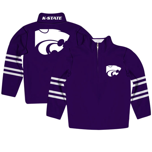 Youth Purple Kansas State Wildcats Team Logo Quarter-Zip Pullover Sweatshirt