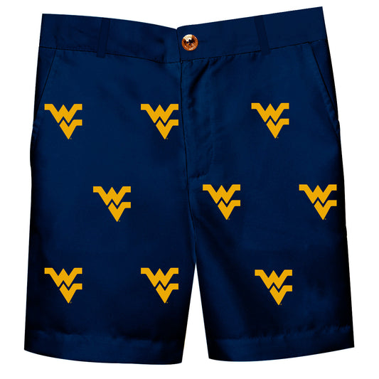 Youth Navy West Virginia Mountaineers Structured Shorts