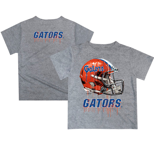 Youth Gray Florida Gators Team Logo Dripping Helmet T-Shirt