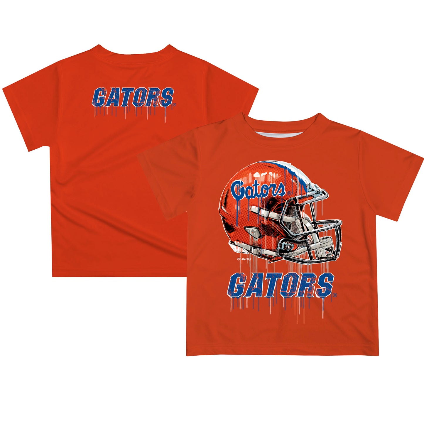 Youth Orange Florida Gators Team Logo Dripping Helmet T-Shirt