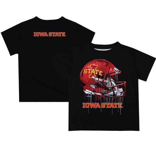 Youth Black Iowa State Cyclones Team Logo Dripping Helmet T-Shirt