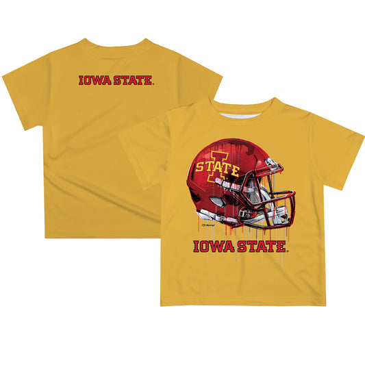 Youth Gold Iowa State Cyclones Team Logo Dripping Helmet T-Shirt