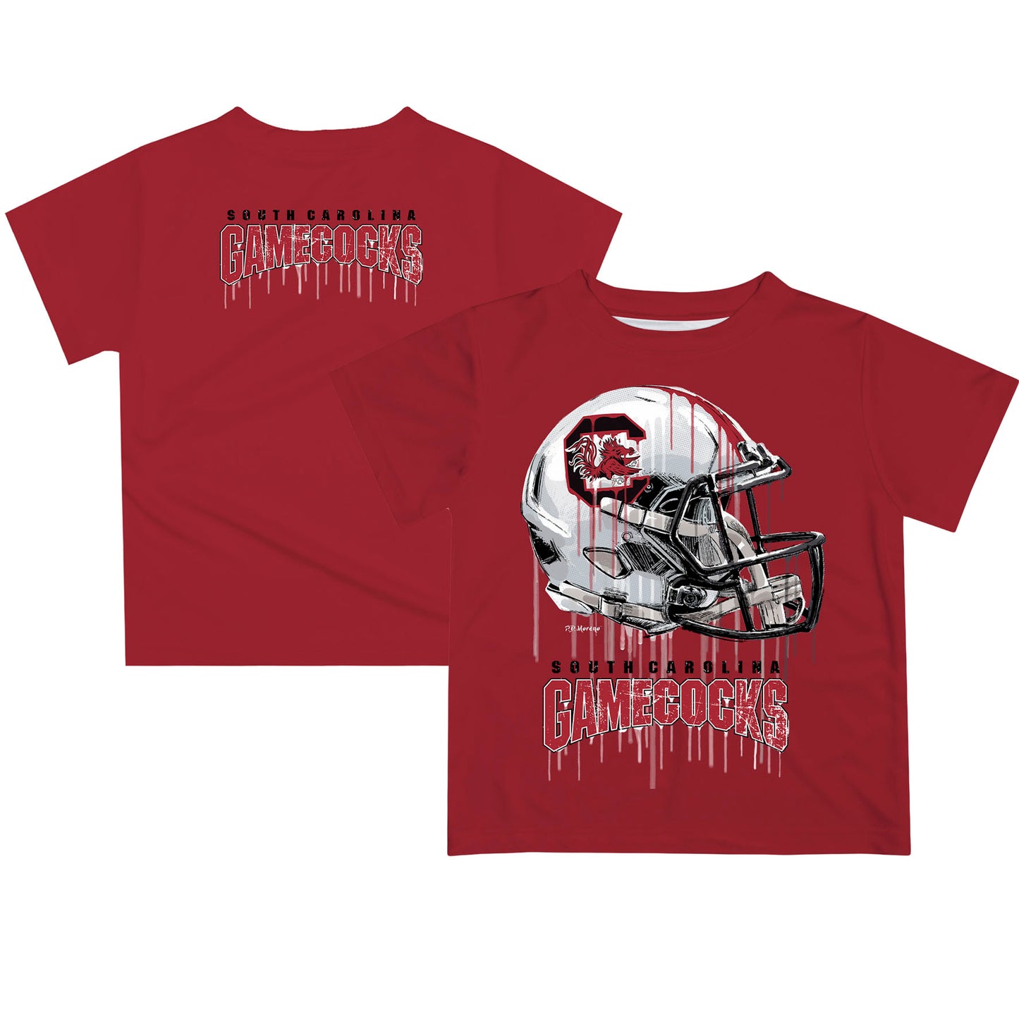 Youth Garnet South Carolina Gamecocks Dripping Helmet T-Shirt