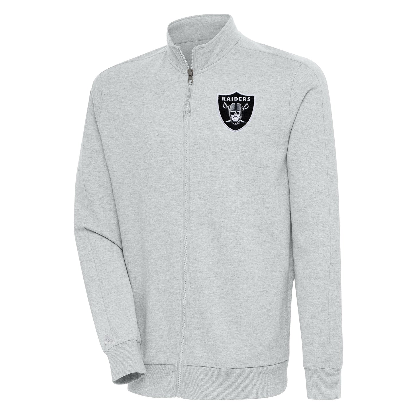 Men's Antigua Heather Gray Las Vegas Raiders Action Full-Zip Jacket