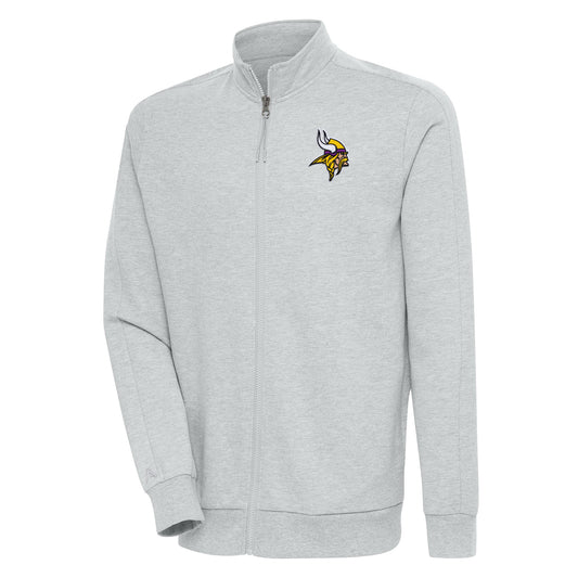 Men's Antigua Heather Gray Minnesota Vikings Action Full-Zip Jacket