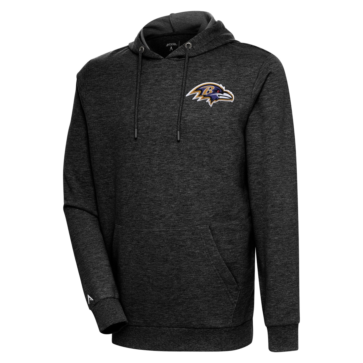 Men's Antigua Heather Black Baltimore Ravens Action Lightweight Pullover Hoodie