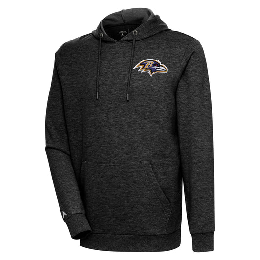 Men's Antigua Heather Black Baltimore Ravens Action Lightweight Pullover Hoodie