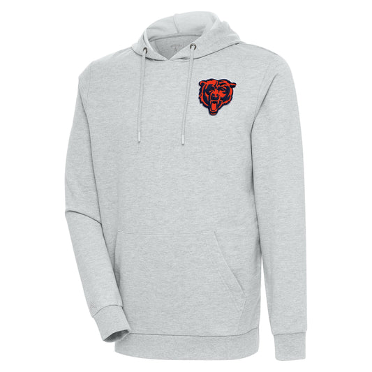 Men's Antigua Heather Gray Chicago Bears Action Lightweight Pullover Hoodie