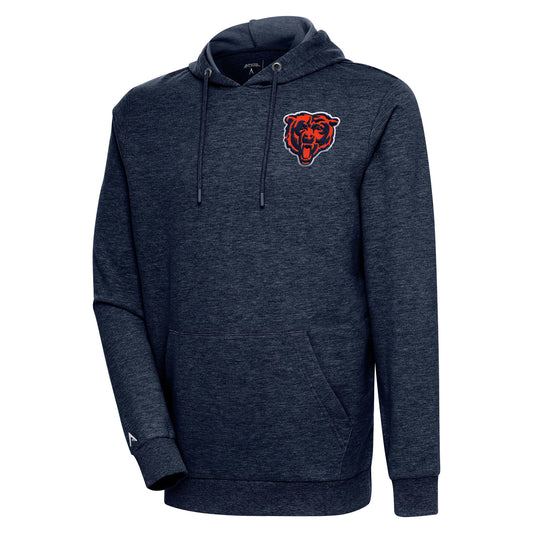 Men's Antigua Heather Navy Chicago Bears Action Lightweight Pullover Hoodie