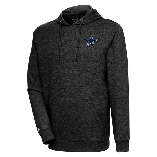 Men's Antigua Heather Black Dallas Cowboys Action Lightweight Pullover Hoodie