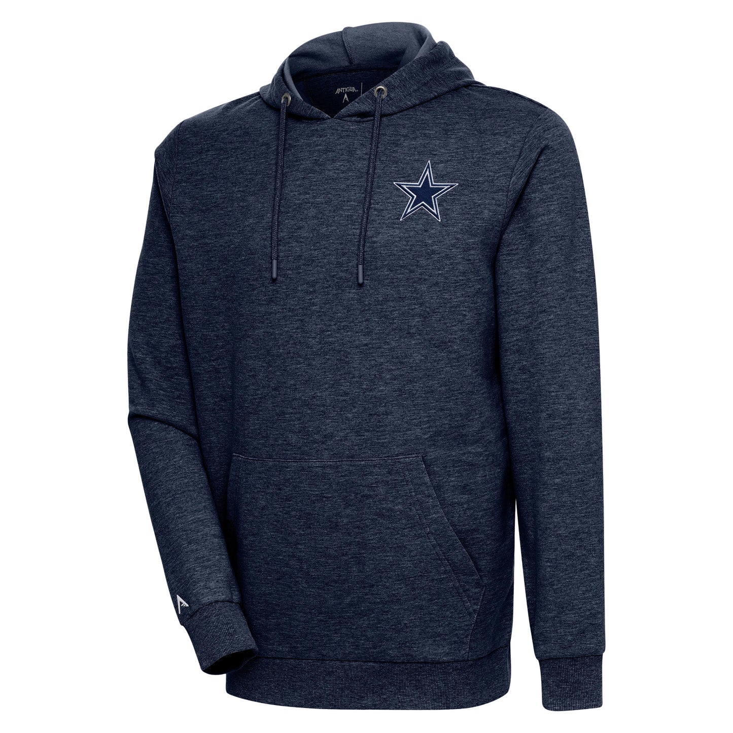 Men's Antigua Heather Navy Dallas Cowboys Action Lightweight Pullover Hoodie