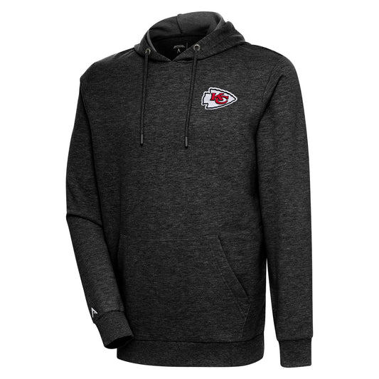 Men's Antigua Heather Black Kansas City Chiefs Action Lightweight Pullover Hoodie