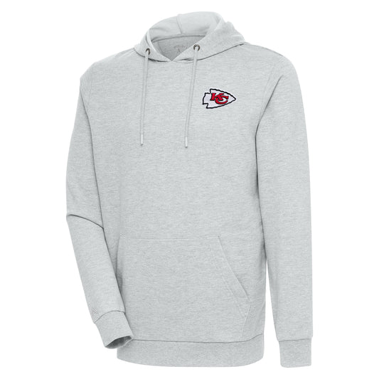 Men's Antigua Heather Gray Kansas City Chiefs Action Lightweight Pullover Hoodie