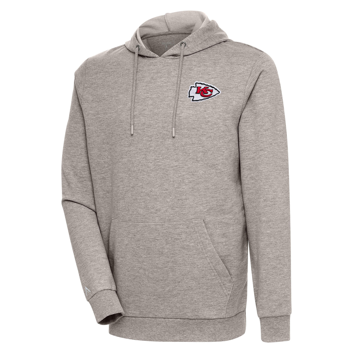 Men's Antigua Oatmeal Kansas City Chiefs Action Lightweight Pullover Hoodie