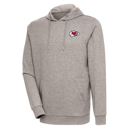 Men's Antigua Oatmeal Kansas City Chiefs Action Lightweight Pullover Hoodie