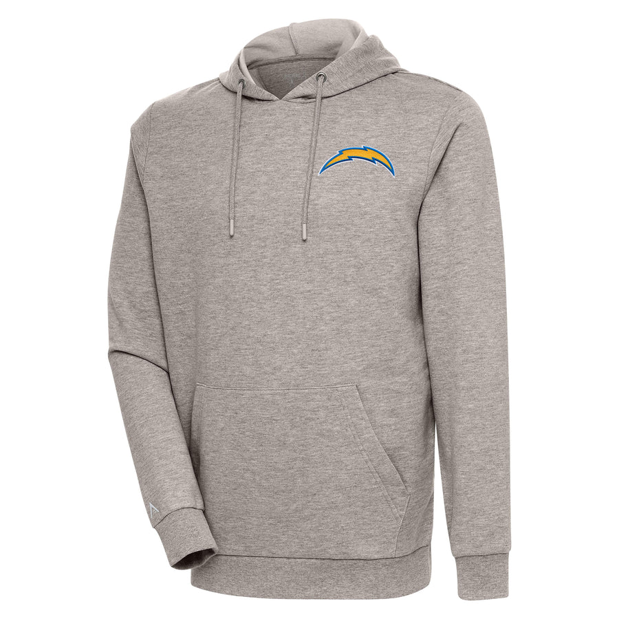 Men's Antigua Oatmeal Los Angeles Chargers Action Lightweight Pullover Hoodie