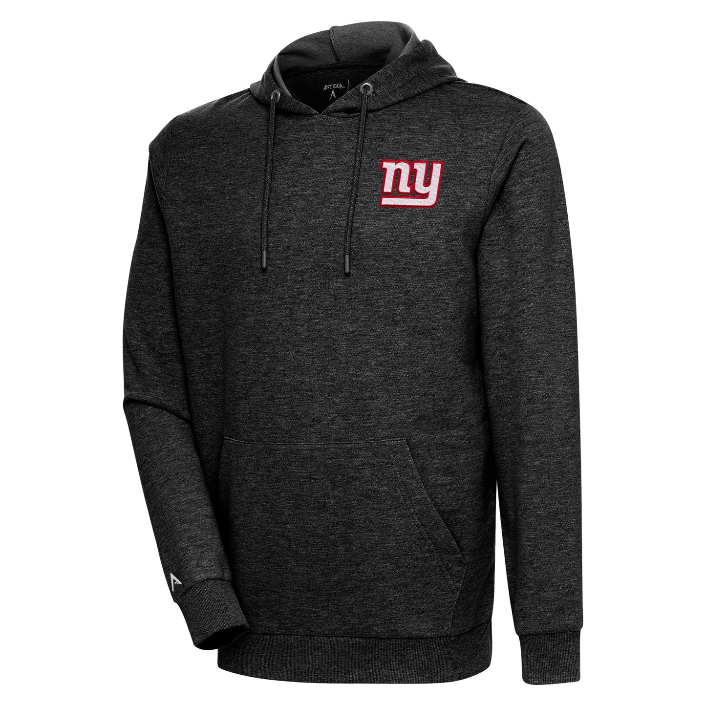 Men's Antigua Heather Black New York Giants Action Lightweight Pullover Hoodie