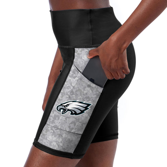 Women's Certo Black Philadelphia Eagles High Waist Logo Two-Pocket Biker Shorts