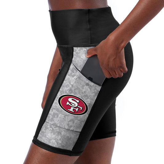 Women's Certo Black San Francisco 49ers High Waist Logo Two-Pocket Biker Shorts