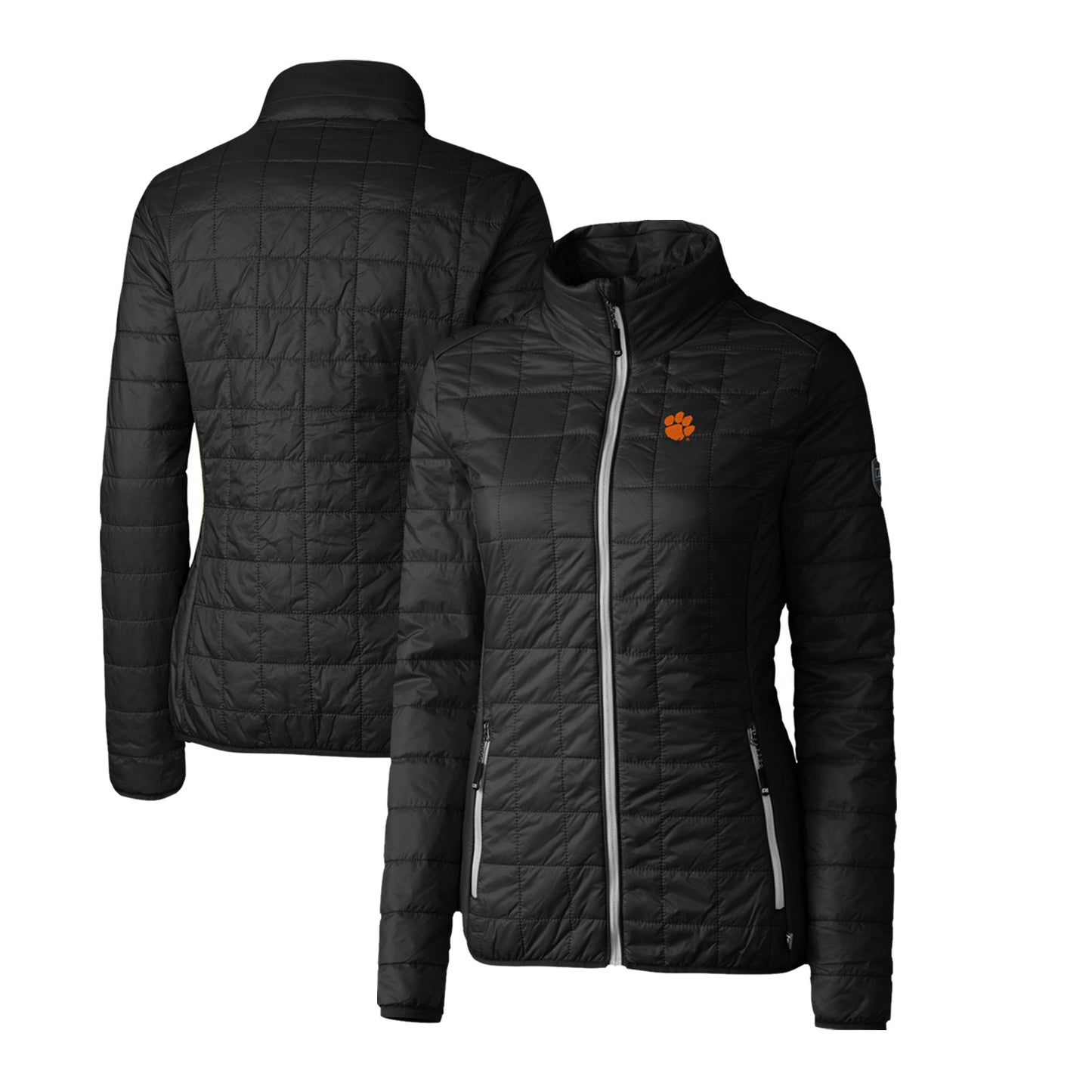 Women's Cutter & Buck Black Clemson Tigers Rainier Eco Insulated Puffer Full-Zip Jacket