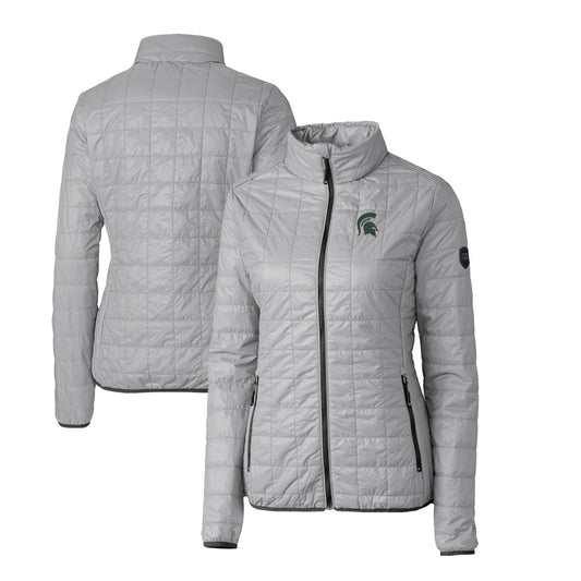 Women's Cutter & Buck Gray Michigan State Spartans Rainier Eco Insulated Puffer Full-Zip Jacket