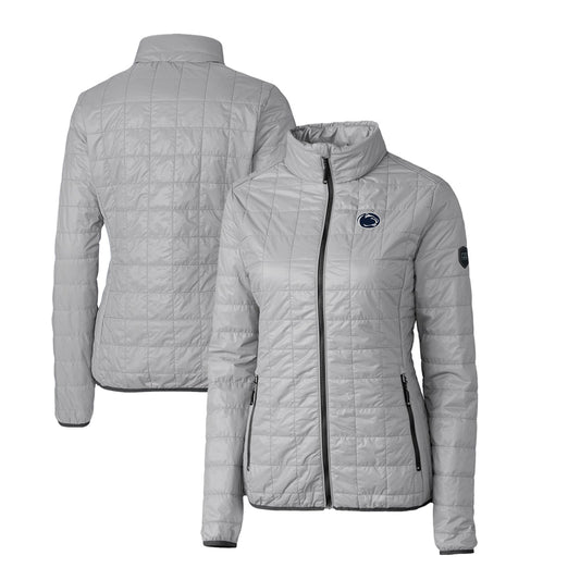 Women's Cutter & Buck Gray Penn State Nittany Lions Rainier Eco Insulated Puffer Full-Zip Jacket