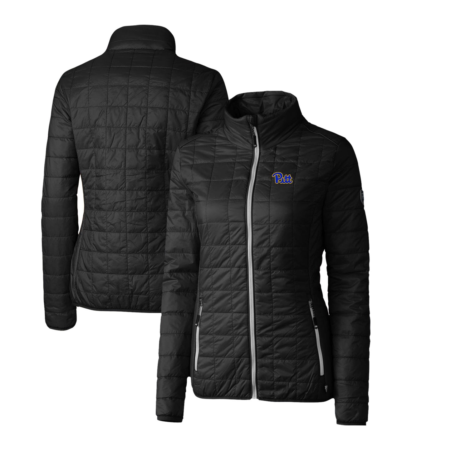 Women's Cutter & Buck Black Pitt Panthers Rainier Eco Insulated Puffer Full-Zip Jacket