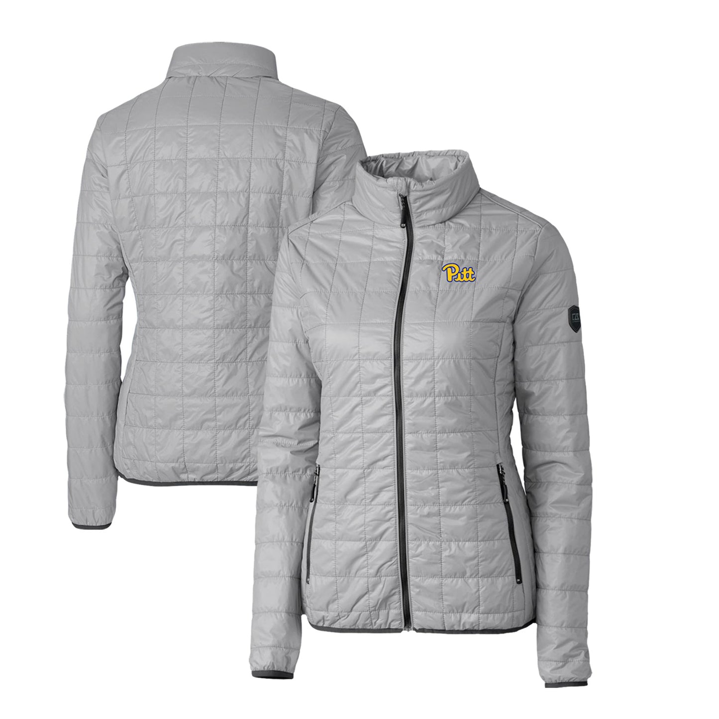 Women's Cutter & Buck Gray Pitt Panthers Rainier Eco Insulated Puffer Full-Zip Jacket