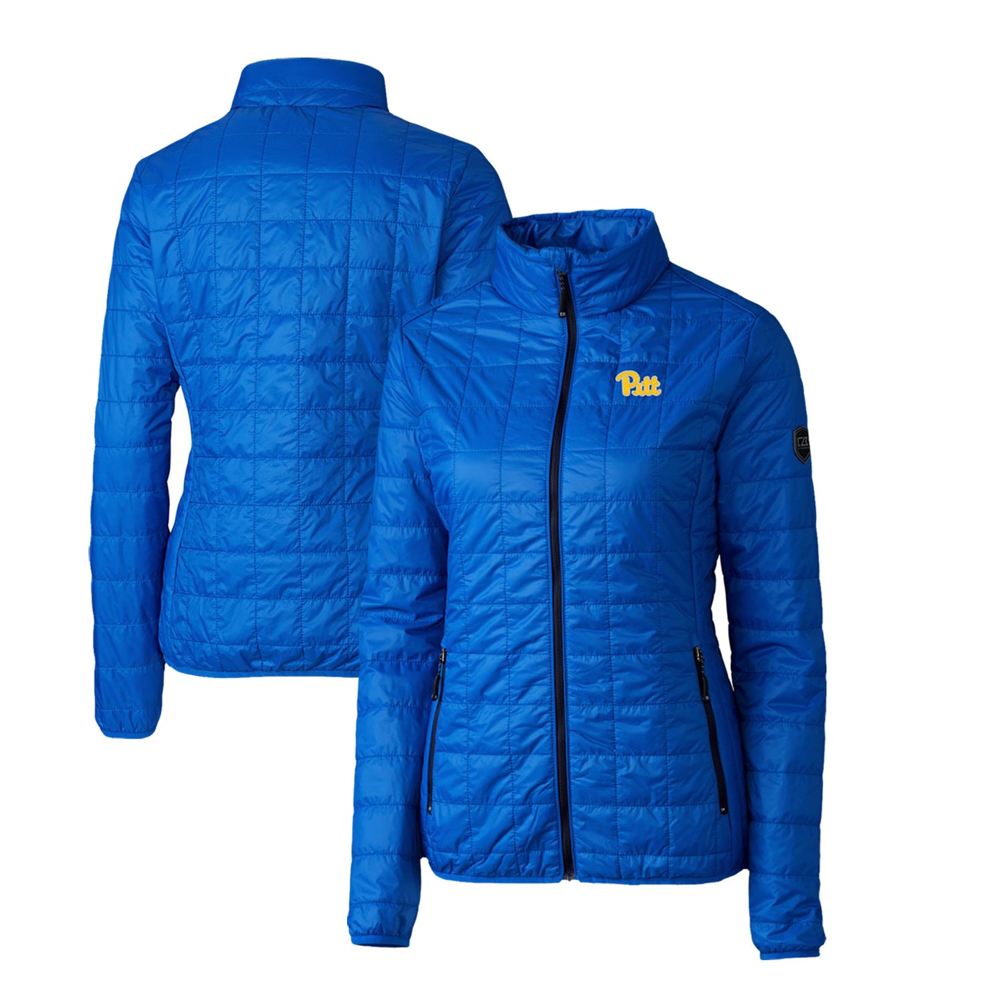 Women's Cutter & Buck Royal Pitt Panthers Rainier Eco Insulated Puffer Full-Zip Jacket