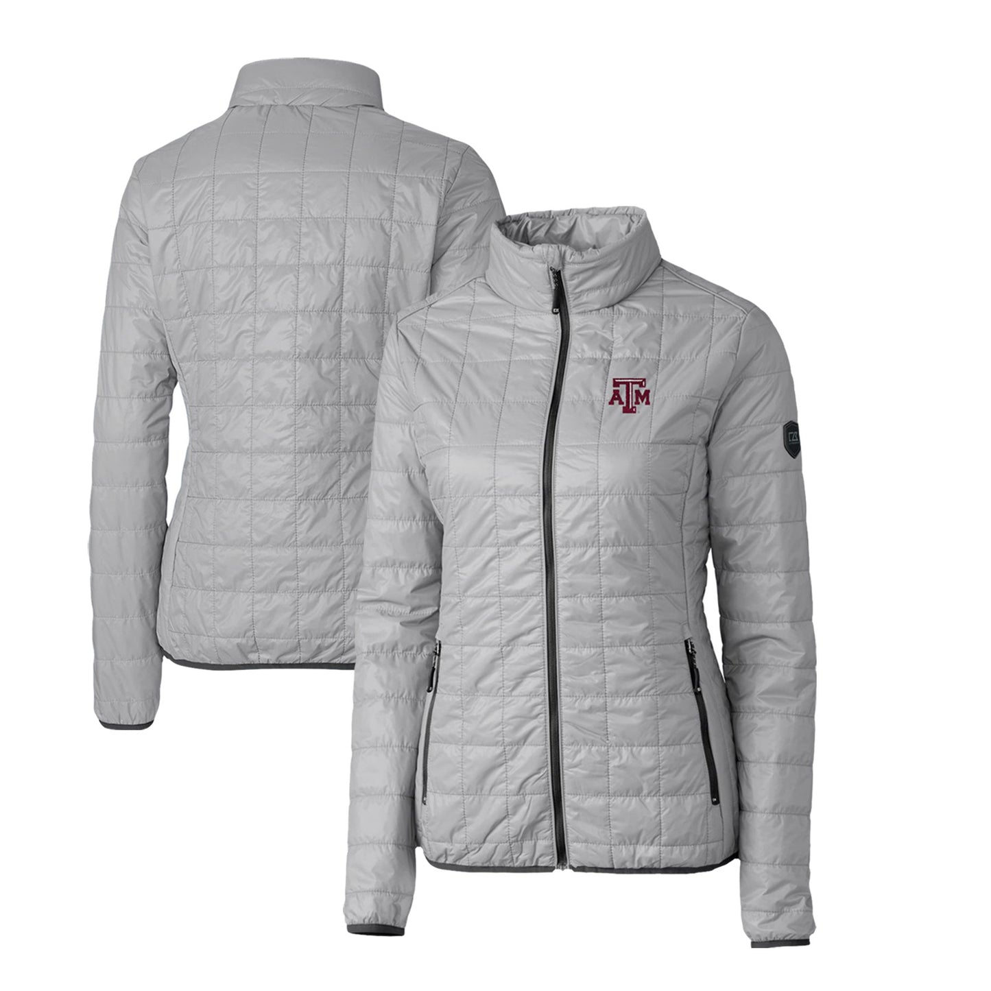 Women's Cutter & Buck Gray Texas A&M Aggies Rainier Eco Insulated Puffer Full-Zip Jacket